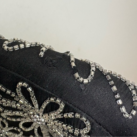 SCALA Embroidered Silk Formal Evening Jacket Silver Floral Beading - Picture 8 of 16